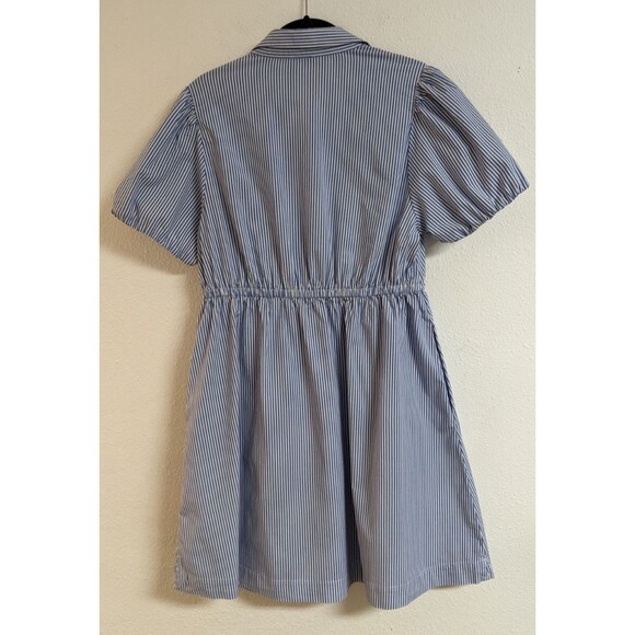 Women's J. Crew Factory Collared Mini Dress Blue Pin Striped Cotton SZ 10 - Picture 10 of 15